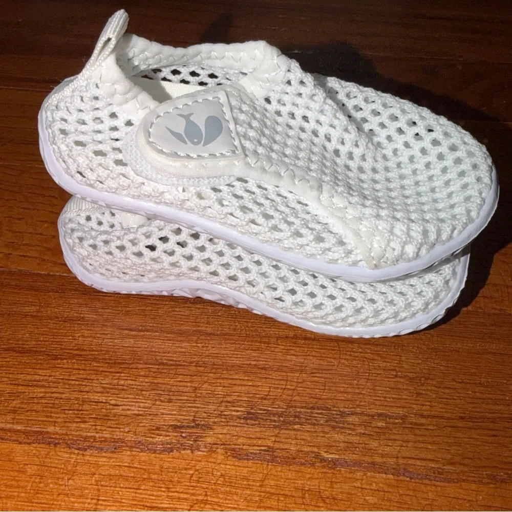 Toddler White Mesh Water Shoes | Lightweight Slip-On Pool Beach Shoes | Size 4